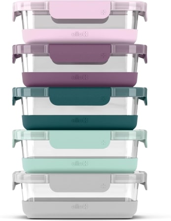 A vertical stack of six clear plastic containers, demonstrating an organized and space-efficient storage solution.