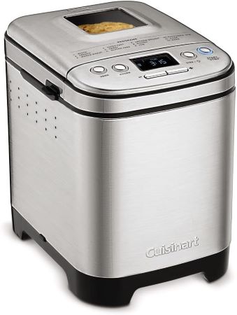 A Cuisinart DL-2D bread maker displayed on a kitchen countertop, showcasing its sleek design and user-friendly interface.